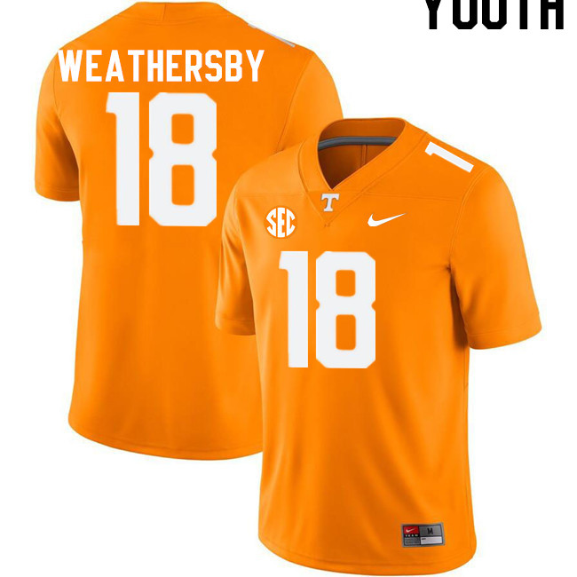 Youth #18 Tyree Weathersby Tennessee Volunteers College Football Jerseys Stitched-Orange